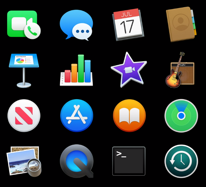 A selection of icons from macOS 10.15 to macOS 11.0